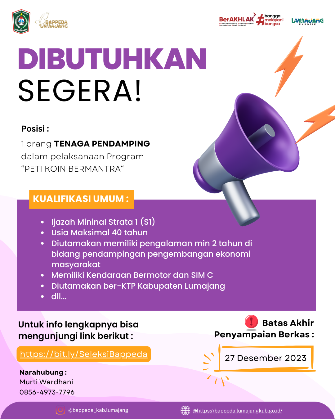 PENGUMUMAN REKRUTMEN TENAGA PENDAMPING